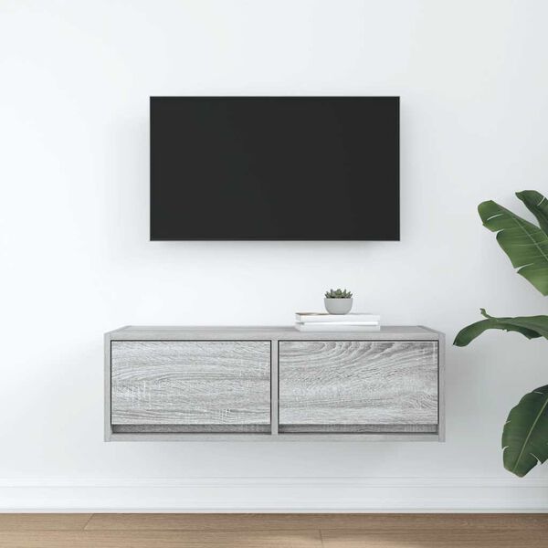 vidaXL tv-bord 80x31x25,5 cm konstrueret tr&aelig; gr&aring; sonoma-eg