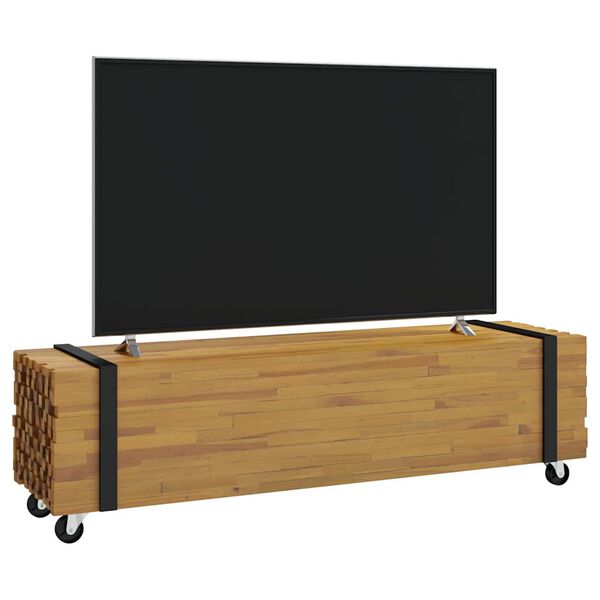vidaXL TV-bord Brun 110 x 30 x 30 cm Massiv Teaktr&aelig;
