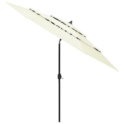 vidaXL parasol med aluminiumsstang i 3 niveauer 3 m sandfarvet