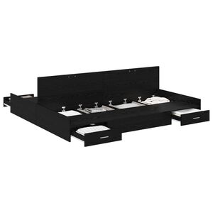 vidaXL Seng med opbevaring Sort eg 180 x 200 cm Konstrueret tr&aelig;