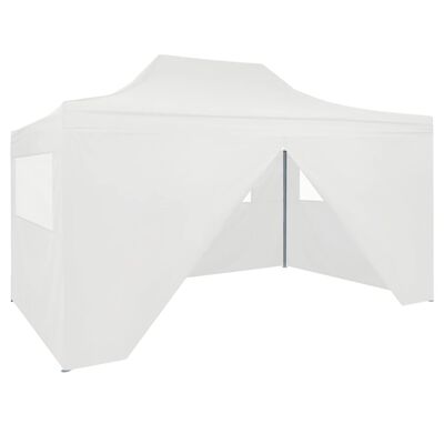 vidaXL foldbart festtelt med 4 sidevægge 3 x 4,5 m hvid