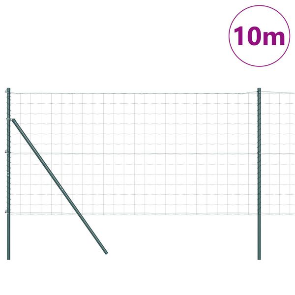 vidaXL Hegn med post Gr&oslash;n 1,2 x 10 m St&aring;l