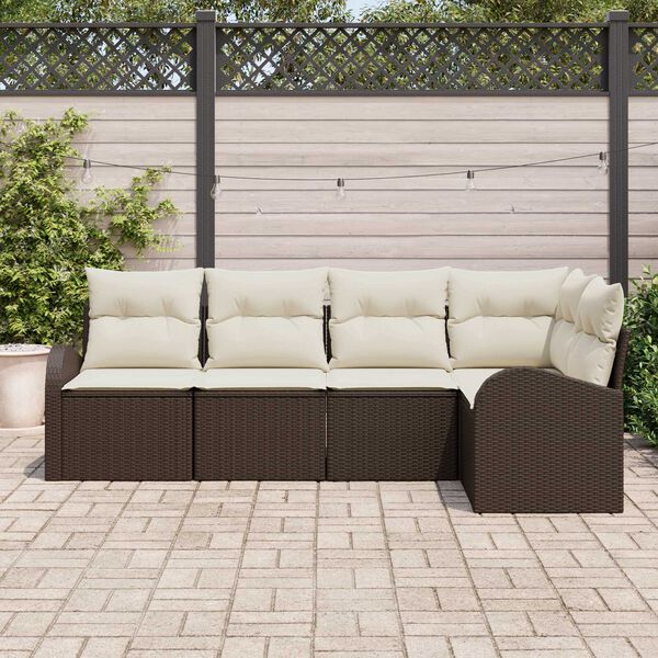 vidaXL Sofa Sæt med pude 5 pcs Brun Polyester