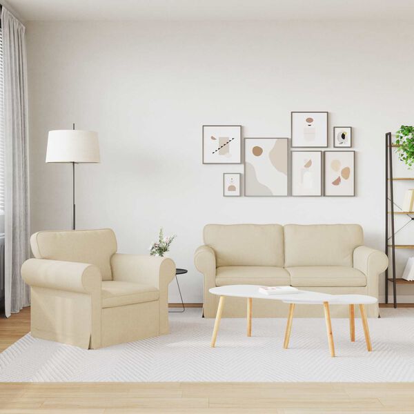 vidaXL Sofa 2 pcs Creme 175 x 82 x 80 cm Stof