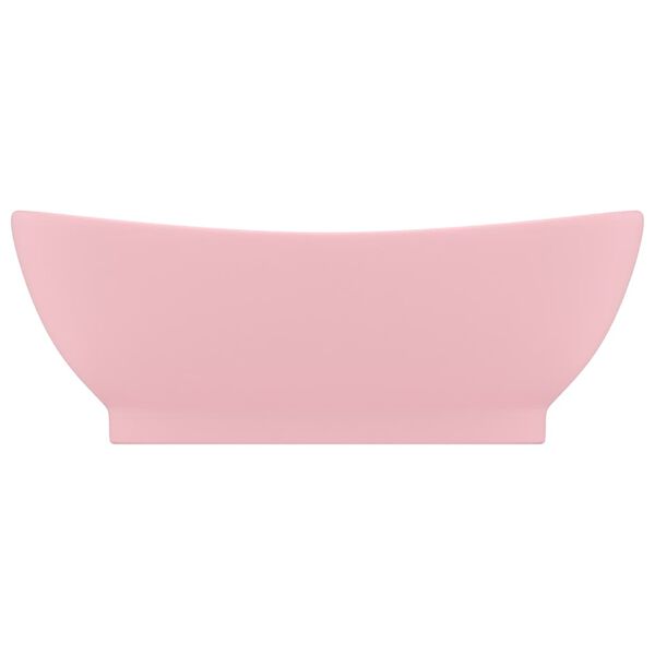 vidaXL luksuri&oslash;s h&aring;ndvask med overl&oslash;b 58,5x39 cm keramik oval mat pink