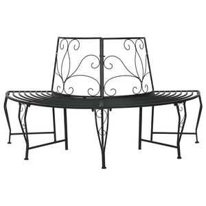 vidaXL Tr&aelig; B&aelig;nk 4 -personers 160 x 80 x 89 cm steel Sort halvrund