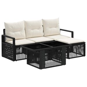 vidaXL Havesofa S&aelig;t 5 stk. Sort og Cremehvid polyrattan