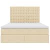 vidaXL Seng med opbevaring og LED med LED Creme 140 x 200 cm Polyester