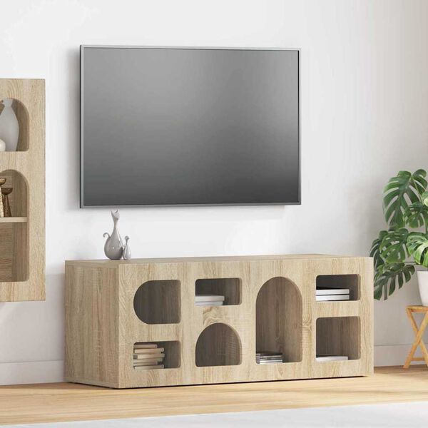 vidaXL TV-skab Sonoma eg 100 x 35 x 40 cm Konstrueret tr&aelig;