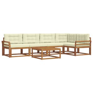 vidaXL Udend&oslash;rs sofagruppe med pude 6 pcs Naturlig og Fl&oslash;de