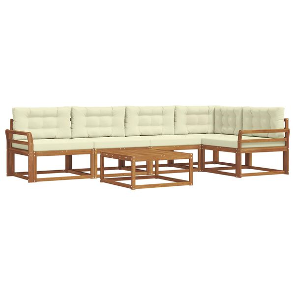 vidaXL Udend&oslash;rs sofagruppe med pude 6 pcs Naturlig og Fl&oslash;de