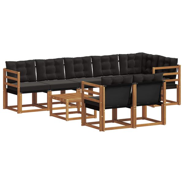 vidaXL Udend&oslash;rs sofagruppe med pude 9 pcs Naturlig og sort
