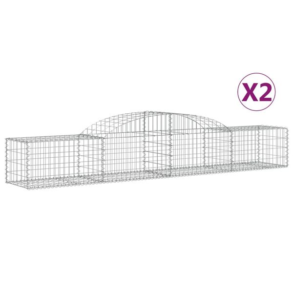 vidaXL buede gabionkurve 2 stk. 300x50x40/60 cm galvaniseret jern