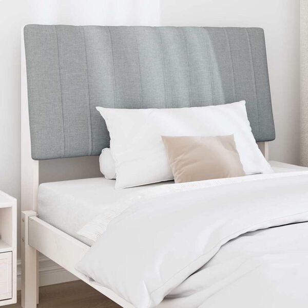 vidaXL Polstret sengegavl Lysegr&aring; 100 cm Massiv fyrretr&aelig;