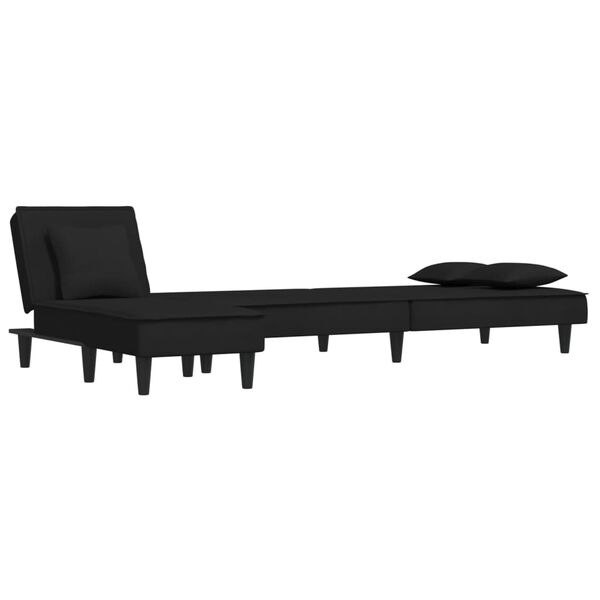 vidaXL L-formet sovesofa 255x140x70 cm velour sort