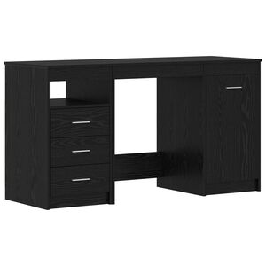 vidaXL Bord med skuffe 2 stk. Sort eg 140 x 50 x 76 cm Konstrueret tr&aelig;