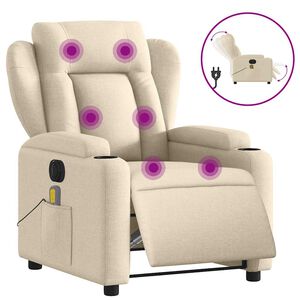 vidaXL eldrevet massagestol stof cremefarvet
