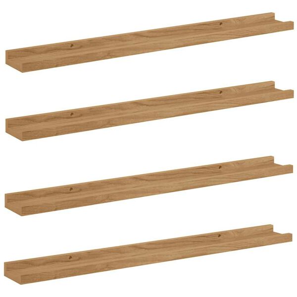 vidaXL V&aelig;ghylde med hylde 4 pcs Brun 80 x 9 x 3 cm Konstrueret tr&aelig;