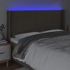 vidaXL sengegavl med LED-lys 183x16x118/128 cm stof gr&aring;brun