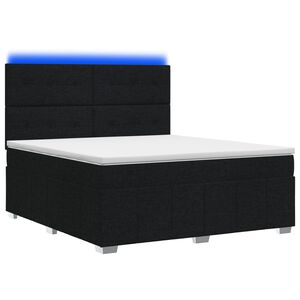 vidaXL LED boksmadrasseng med madras Sort 180 x 200 cm Stof