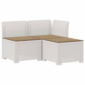 vidaXL 3-personers havensofa med puder i rattanlook PP Hvid
