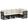 vidaXL Havesofa S&aelig;t 5 stk. Sort polyrattan