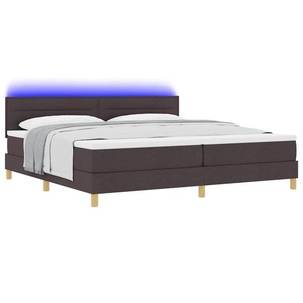 vidaXL LED Box Spring Bed med madras M&oslash;rk Brun 200 x 200 cm Stof
