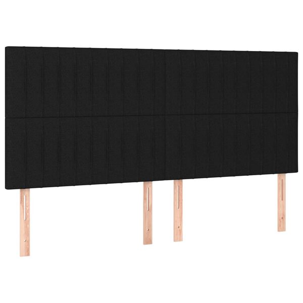 vidaXL sengegavl med LED-lys 160x5x118/128 cm stof sort