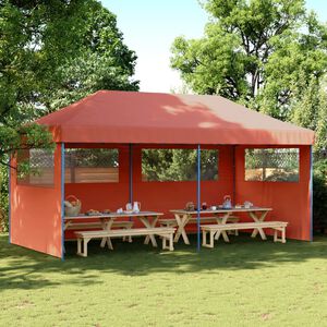 vidaXL foldbart pop-up festtelt med 3 sidev&aelig;gge terracotta