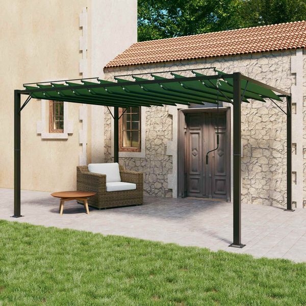vidaXL Pergola med louvret tag Gr&oslash;n 3 x 4 x 2,14 m Stof og aluminium