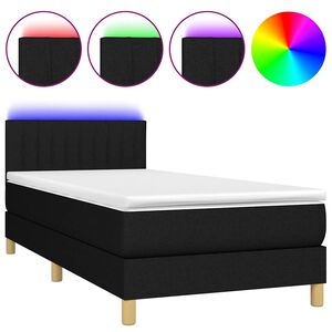 vidaXL kontinentalseng med LED-lys 100x200 cm stof sort