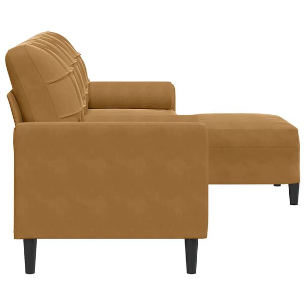 vidaXL 3-personers sofa med fodskammel 210 cm velour brun