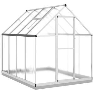 vidaXL drivhus med fundamentramme 224x169x202 cm aluminium s&oslash;lvfarvet