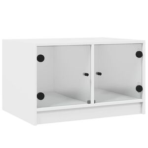 vidaXL sofabord med glasl&aring;ger 68x50x42 cm hvid