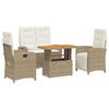 vidaXL spisebordss&aelig;t til haven 4 dele med hynder polyrattan beige