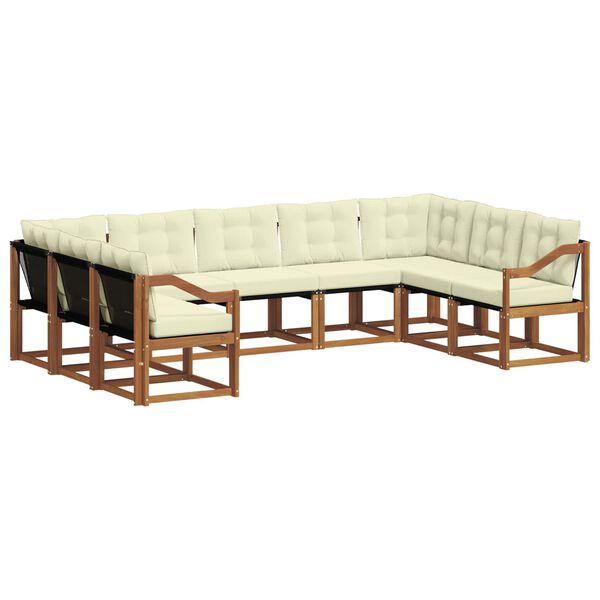 vidaXL Udend&oslash;rs sofagruppe 9 pcs Naturlig og Fl&oslash;de Massivt Akacietr&aelig;