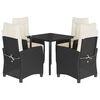 vidaXL spisebordss&aelig;t til haven 5 dele med hynder polyrattan sort