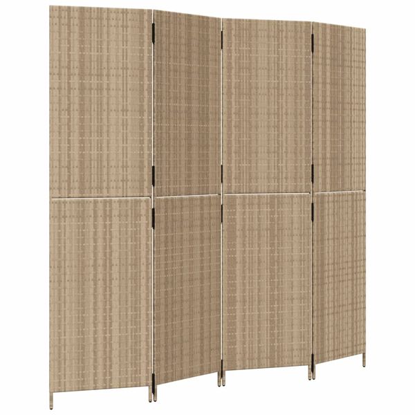 vidaXL rumdeler 4 paneler polyrattan beige