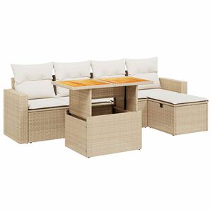 vidaXL sofas&aelig;t til haven 6 dele med hynder polyrattan beige
