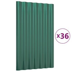vidaXL tagplader 36 stk. 60x36 cm galvaniseret stål grøn