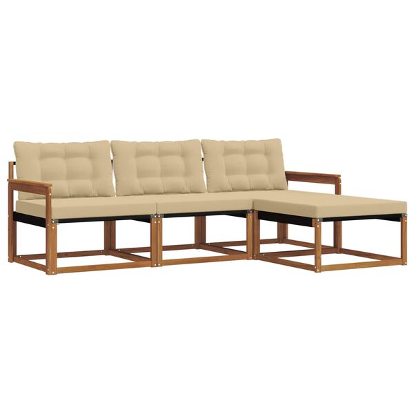 vidaXL Udend&oslash;rs sofagruppe med pude 4 pcs Naturlig og Beige