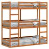 vidaXL tredobbelt k&oslash;jeseng 75x190 cm massivt fyrretr&aelig; voksbrun