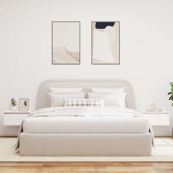 vidaxL v&aelig;gh&aelig;ngte sengeborde 2 stk. med LED-lys hvid