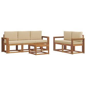 vidaXL Udend&oslash;rs sofagruppe med pude 6 pcs Naturlig og Beige