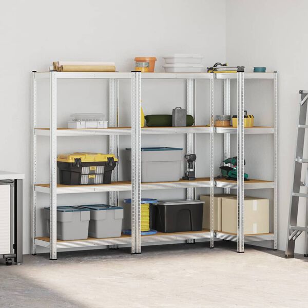 vidaXL opbevaringshylder 4 hylder 3 stk. st&aring;l og konstrueret tr&aelig;