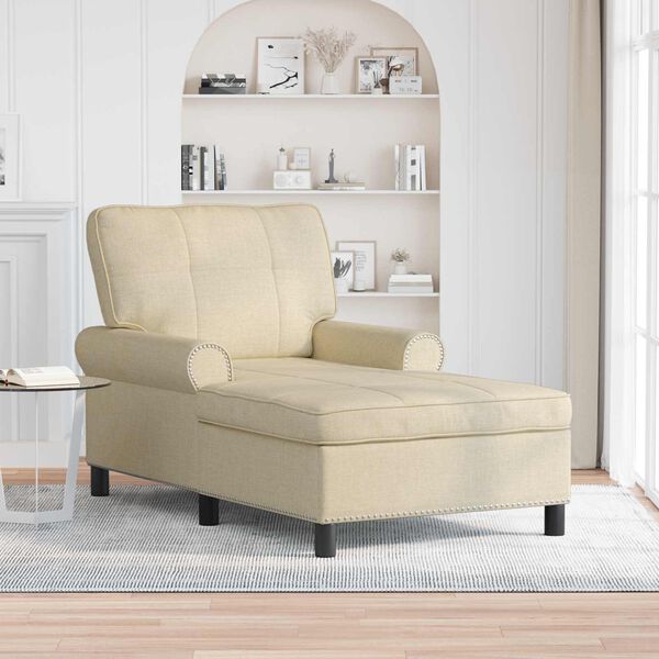 vidaXL Chaise Lounge med pude Creme 91 x 157 x 91 cm Stof