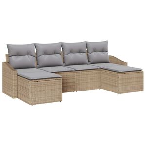 vidaXL Sofa S&aelig;t med pude 6 pcs Beige polyrattan