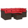 vidaXL Havesofa S&aelig;t 7 stk. Beige og R&oslash;d polyrattan