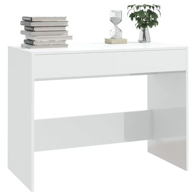 vidaXL skrivebord 101x50x76,5 cm spånplade hvid højglans