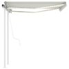 vidaXL markise m. LED-lys + vindsensor 3x2,5 m automatisk cremefarvet